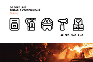 50 Rescue Icons, an Outline Icon by Side Project