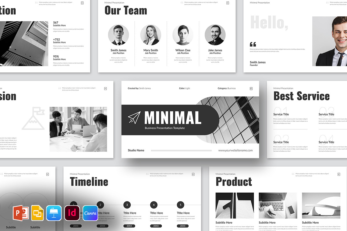 Minimal Presentation template, a Presentation Template by Blackcloud_Creations (Photo 1 of 6)