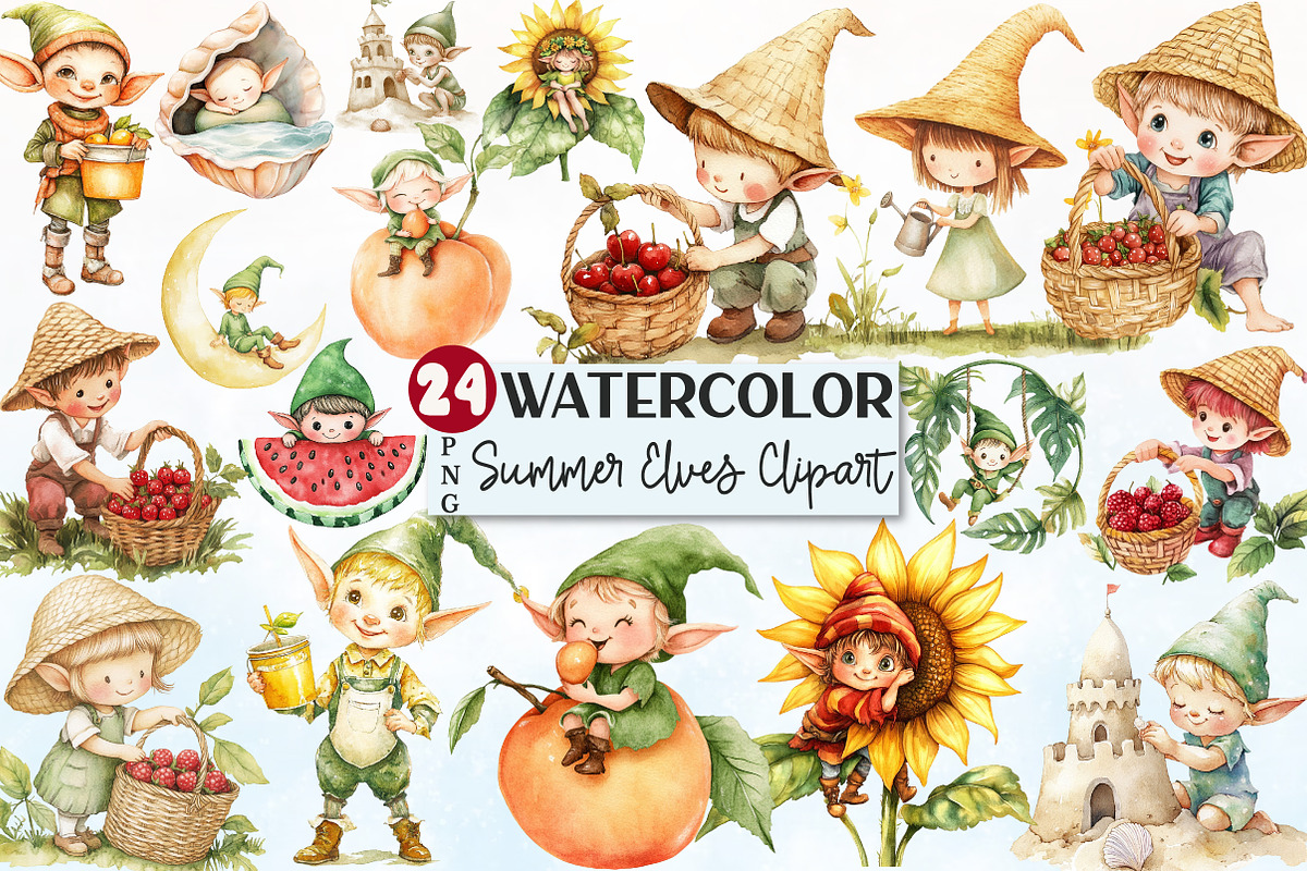 Summer Elves Sublimation Clipart, an Illustration by Rose Art (Photo 1 of 4)