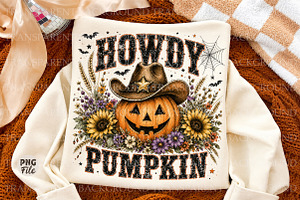 Howdy Pumpkin Halloween PNG, Fall, a Seasonal Illustration by Libby Wishes