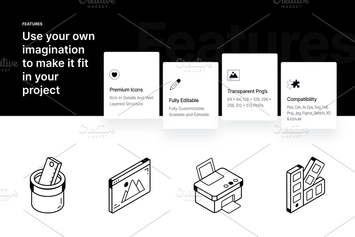 Isometric Graphic Design Icons, an Icon by Vectors Market (Photo 2 of 5)