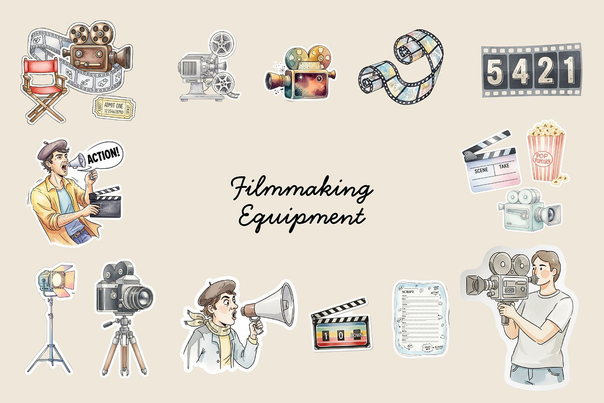 Movies Sticker set, an Illustration by ikarifq shop (Photo 4 of 7)