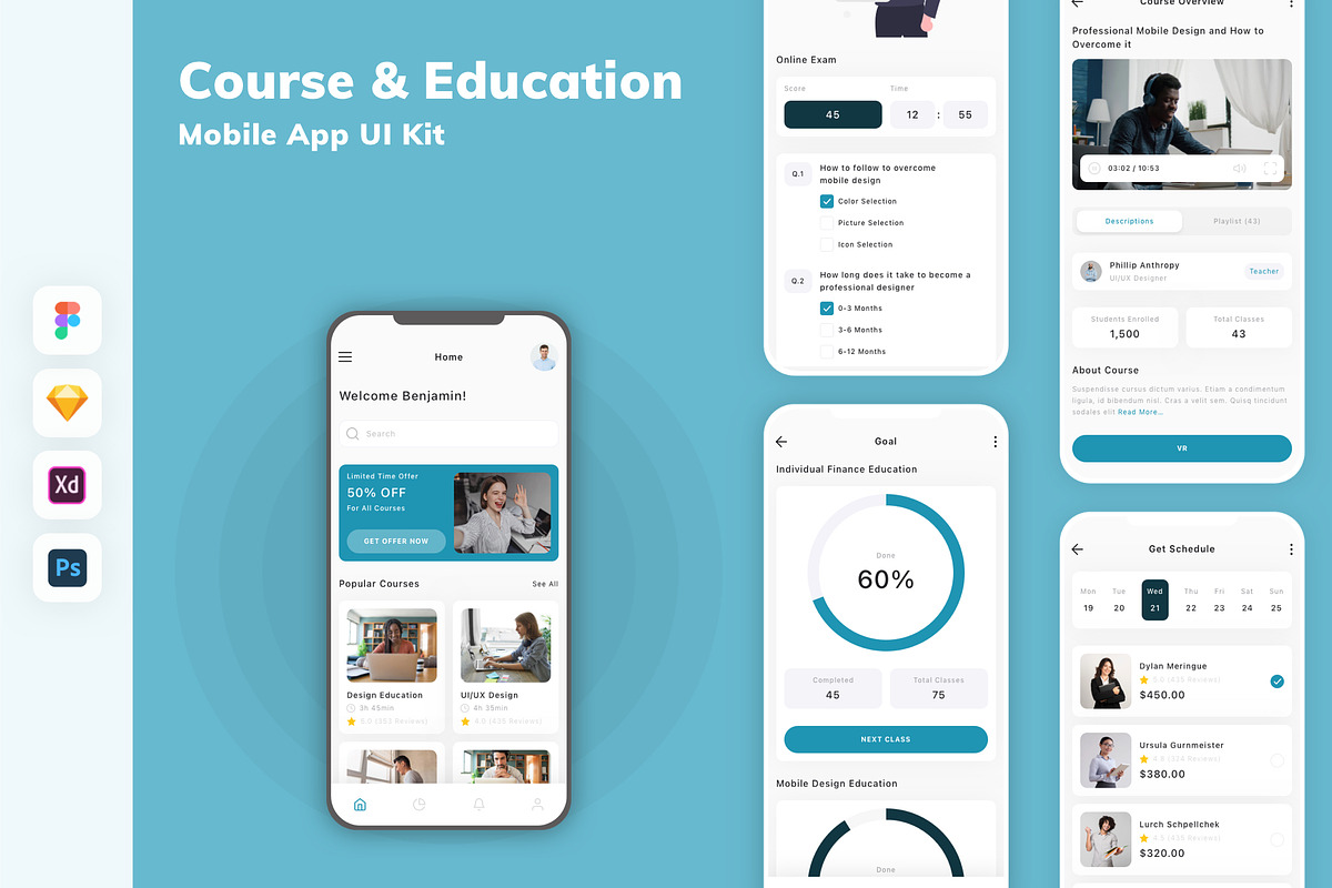 Course & Education Mobile App UI Kit, an UI Kit Template by uicube