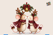 Whimsical Mice’ Christmas Kiss, a Seasonal Illustration by Printable Design Store (Thumbnail 1 of 3)