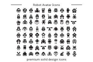 Robot Character Glyph Icons Set