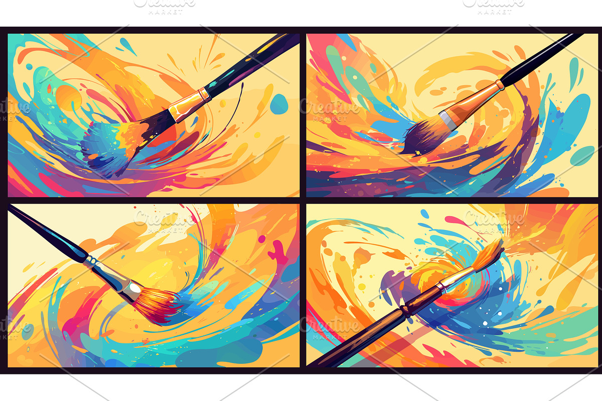 Brush paint. Colorful cartoon, an Illustration by Stock-Smart-Start