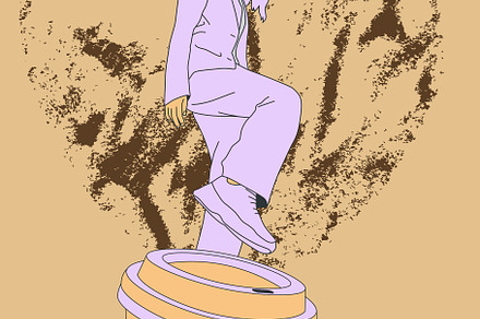 Fashion minimal illustration. Street stylish urban Girl and coff, a Beauty & Fashion Photo by Jenya Porechenskaya