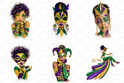 Afro Girls Mardi Gras Clipart, an Illustration by Black Bird Studio (Thumbnail 6 of 6)