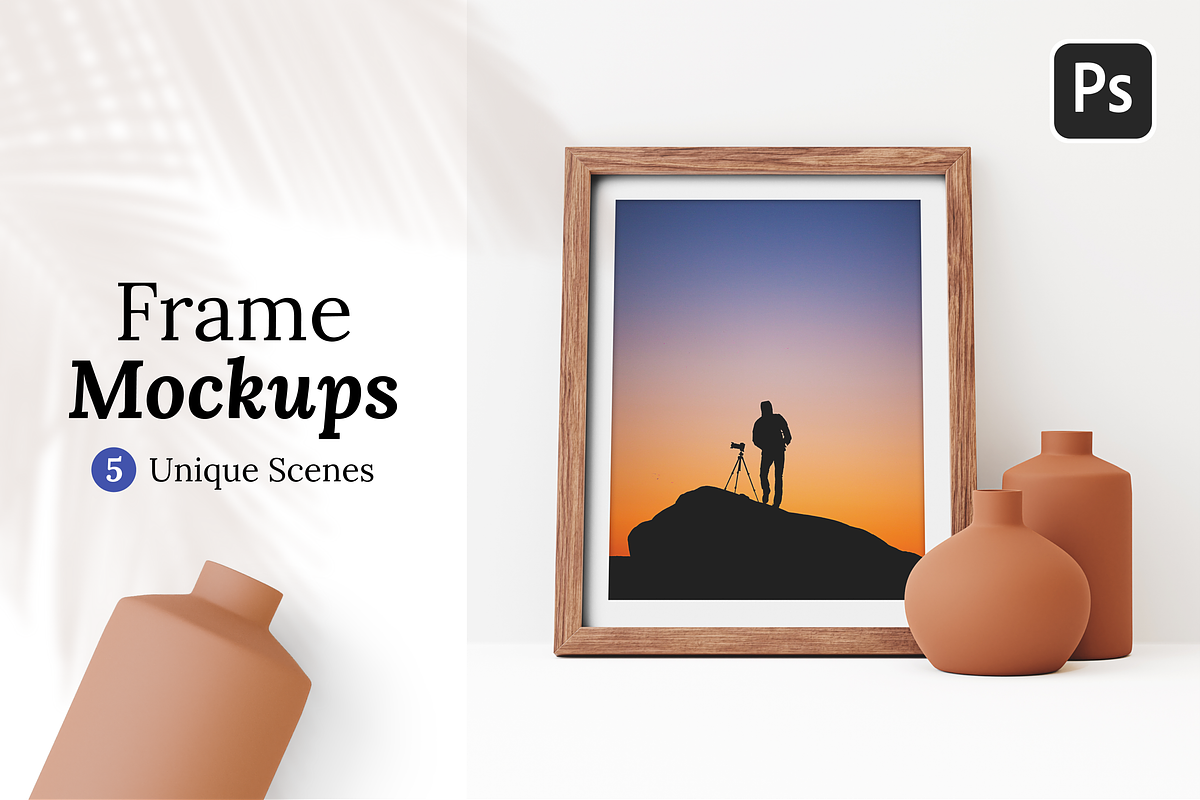 Summer Wood Frame Mockups, a Print Template by urgent studio (Photo 1 of 5)