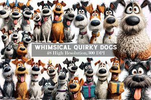Whimsical Quirky Dogs Clipart, an Illustration by Sublimation Artist