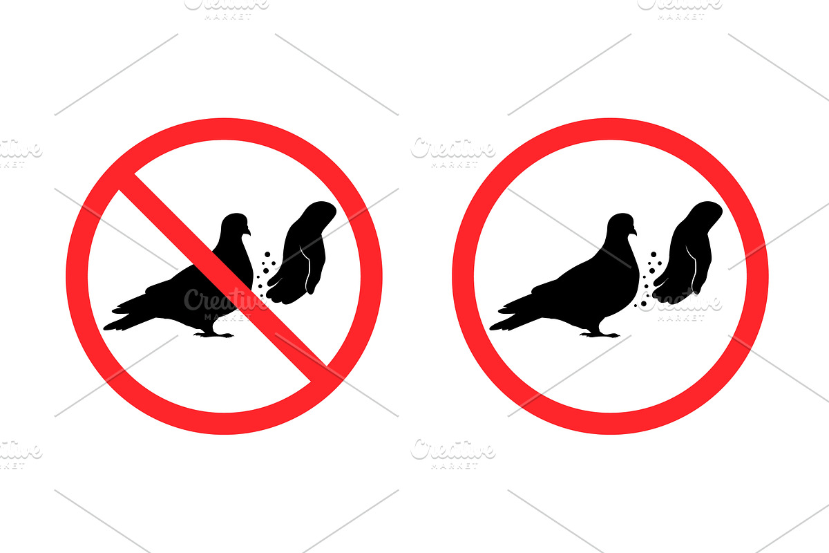 Not feed pigeons. Dont feeding, an Animal Illustration by Stock-Smart-Start