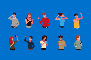 Smartphone Users Illustration Set, a Templates & Theme by studiogstock