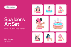 45 Animated Spa & Wellness Icons