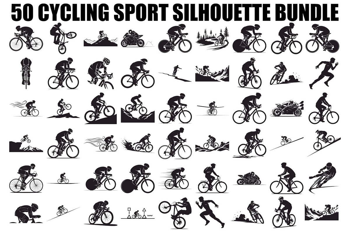 Cycling Sport Silhouette Bundle, an Illustration by Designs_River (Photo 1 of 38)