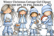 Winter Christmas Cottage Girl, an Illustration by Canvas Craft (Thumbnail 1 of 6)