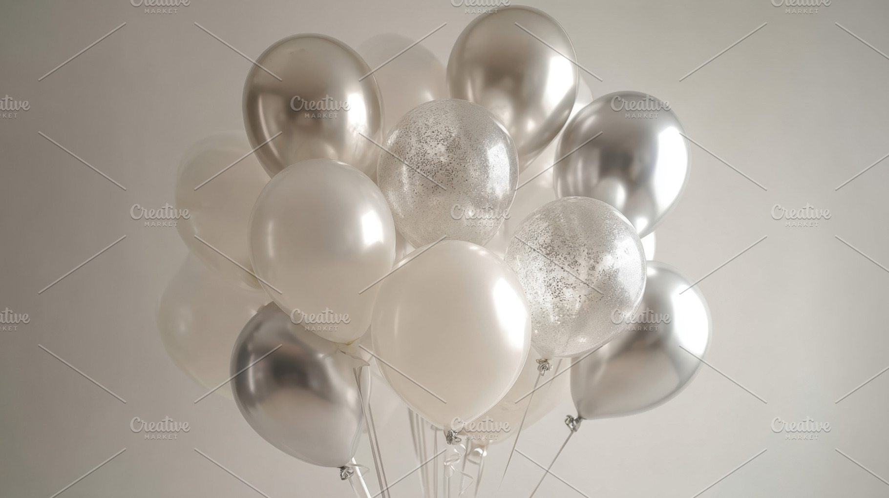 Balloons in silver and white cluster, a Photo by Beautiful things