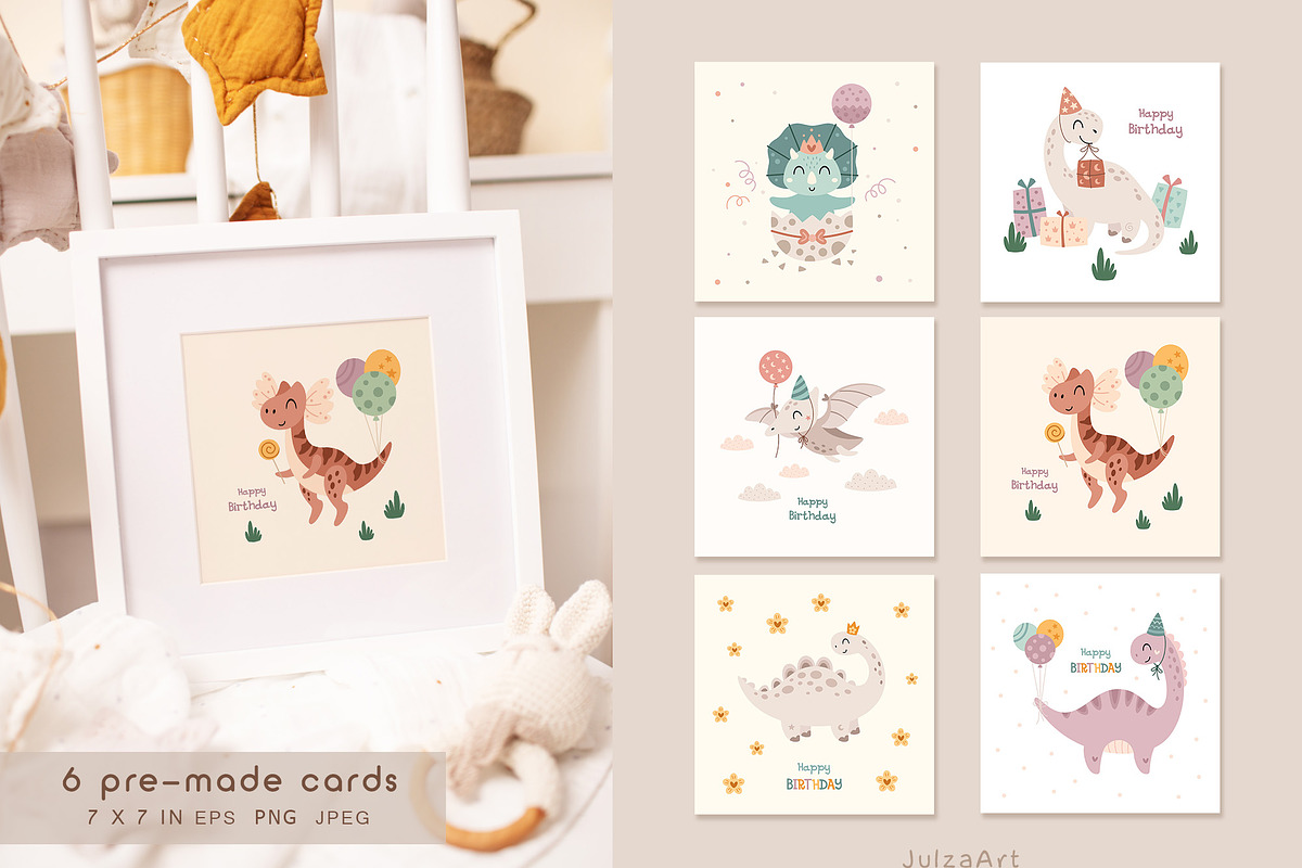 Dinosaur Birthday collection, an Animal Illustration by JulzaArt (Photo 3 of 9)