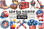Labor Day Watercolor Clipart, an Illustration by Black Bird Studio (Thumbnail 1 of 6)
