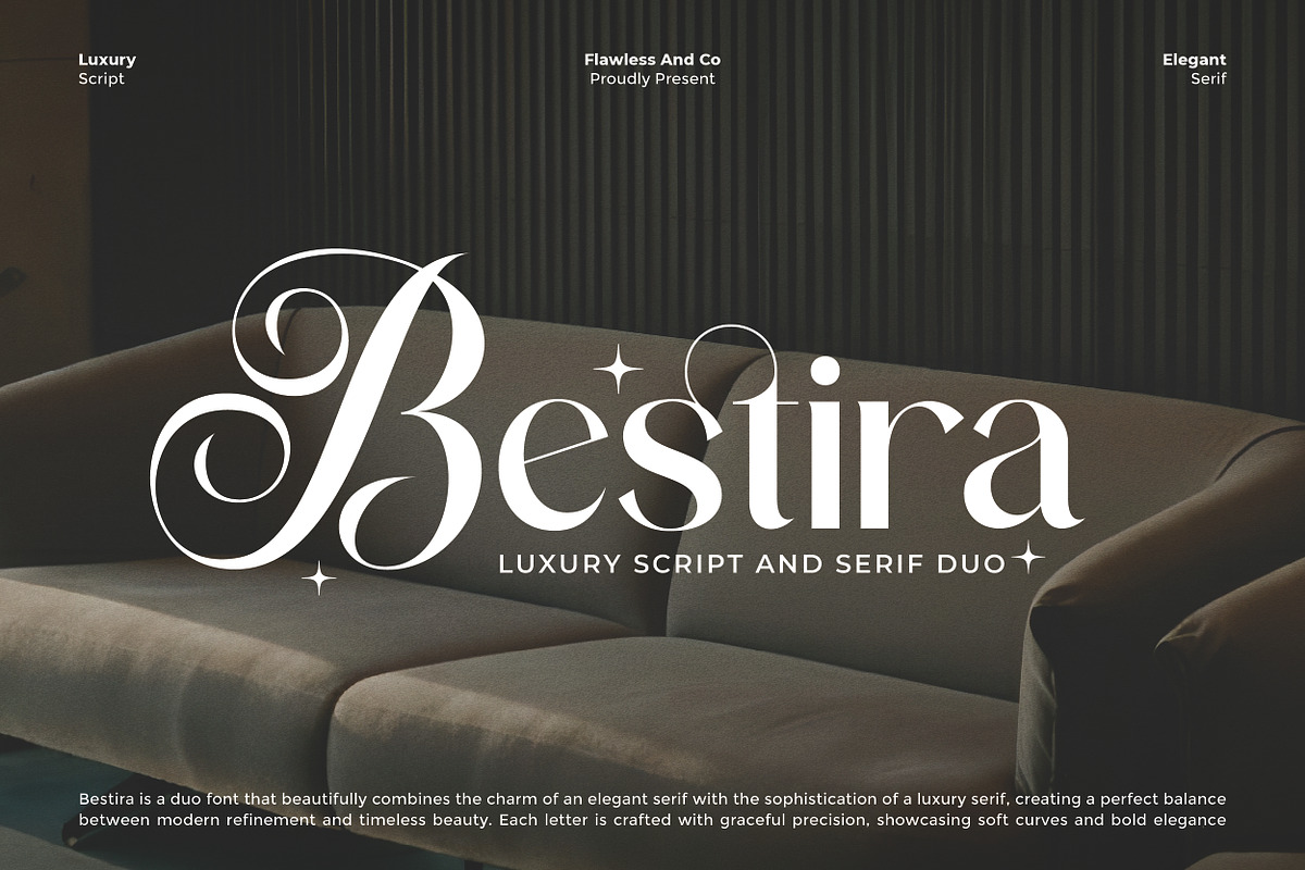 Bestira - Script And Serif Duo Font, a Serif Font by Flawless And Co (Photo 1 of 10)