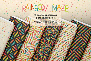 Rainbow Maze Collection, a Pattern Graphic by Zim Varezhkin