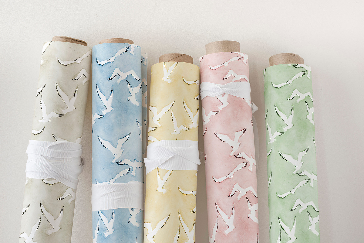 Seagull Background set, Ocean, Sea, a Pattern Graphic by swiejko (Photo 3 of 11)
