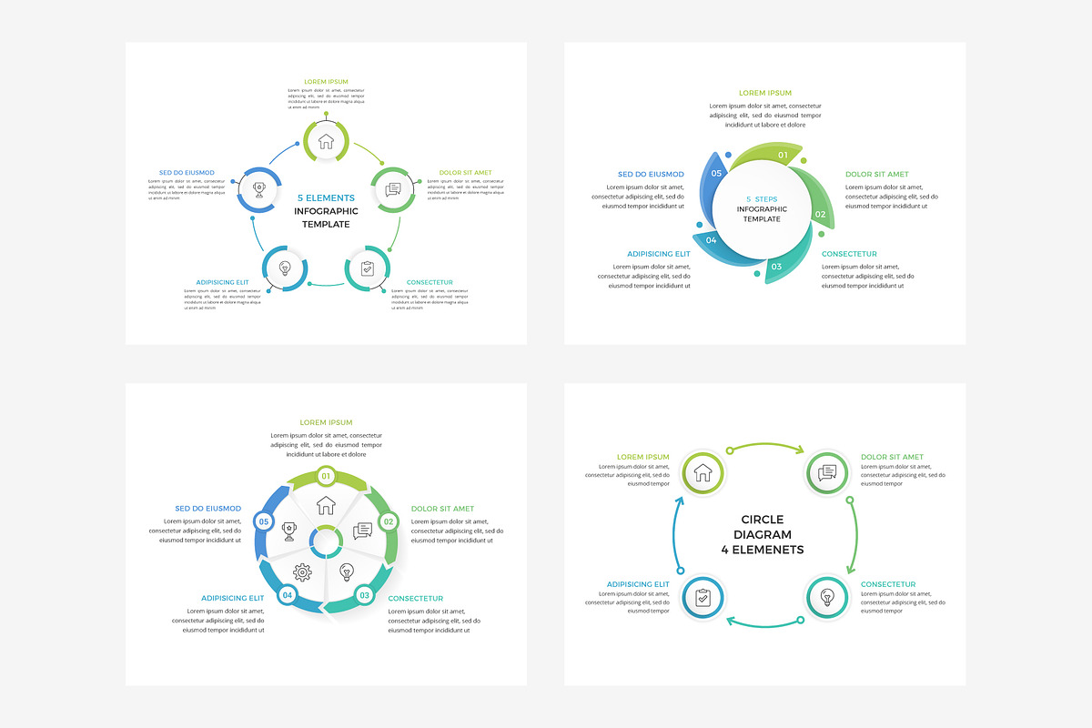 12 Circle Diagram Templates, an Object Illustration by PixMarket (Photo 4 of 4)
