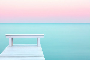 White Bench on Dock Extending Over, a Nature Photo by Lermont51