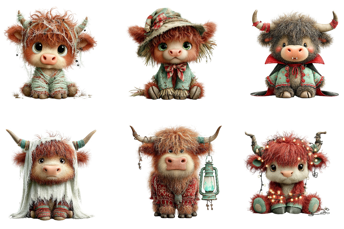Spooky Highland Cow Bundle, a Seasonal Illustration by CreationArt (Photo 5 of 5)