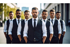 Groomsmen in formal black suits, a Beauty & Fashion Photo by Igor Tichonow