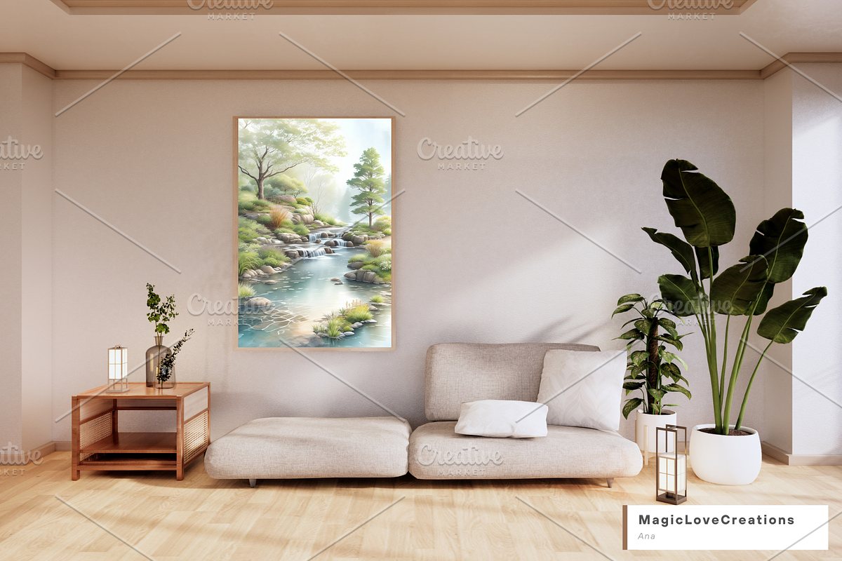 River Watercolor Landscape Print Art, a Poster Template by MagicLove Creations (Photo 4 of 8)