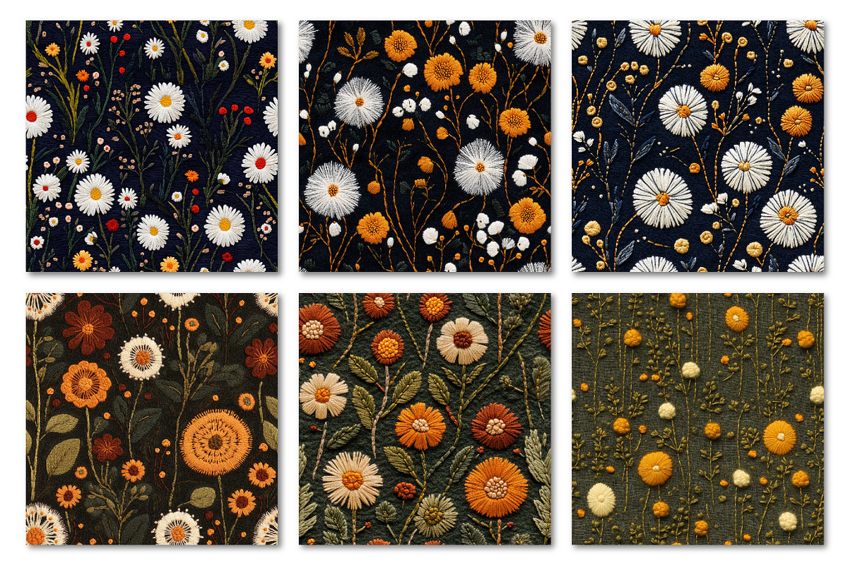Felt Embroidered Dandelions Papers, a Texture Graphic by Dream Creation (Photo 3 of 7)