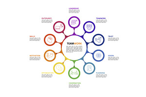 Infographic Teamwork template. Icons, an Object Illustration by Aimagenarium@gmail.com