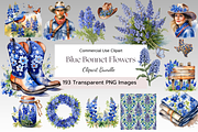 Blue Bonnet Flower Clipart Bundle, a Decorative Illustration by Dream Floral Clipart (Thumbnail 1 of 9)