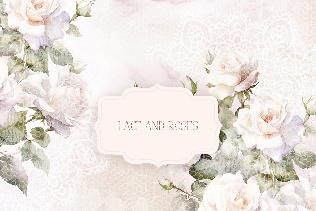 Lace and roses Digital Paper, a Background Graphic by Colibri Watercolor (Photo 5 of 5)