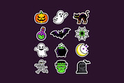 Spooky Halloween Patch Set, a Seasonal Illustration by Rafoz (Thumbnail 2 of 3)