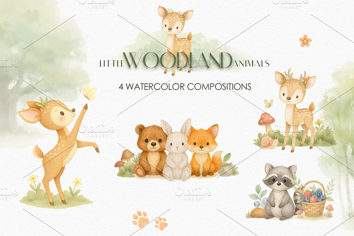 Woodland Animals Watercolor, an Animal Illustration by Ana-Sakuta (Photo 2 of 10)