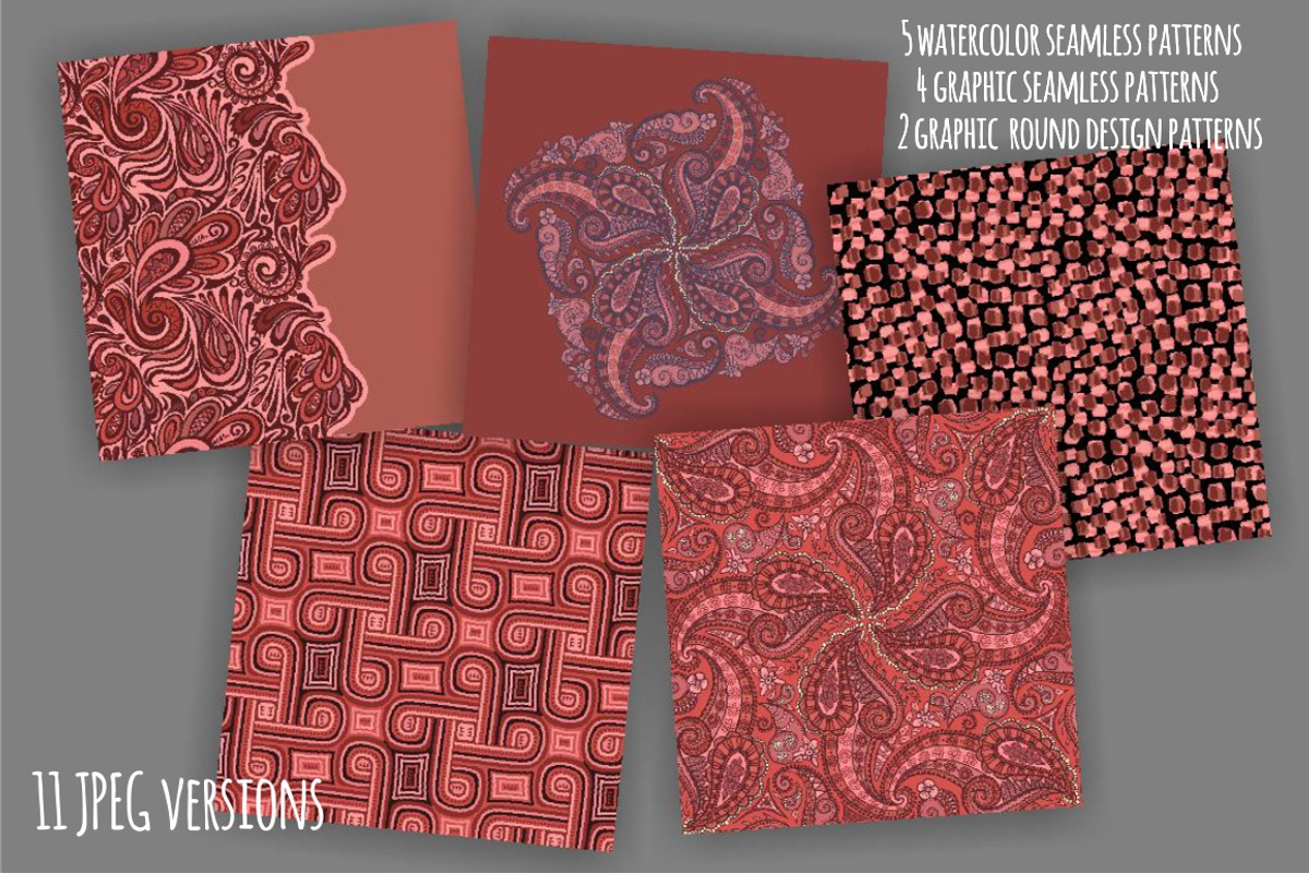 Marsala Seamless Vector Patterns, a Pattern Graphic by Seamless and more stuff (Photo 3 of 4)
