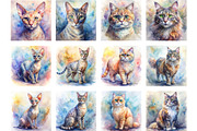 Watercolor Cat Breed Illustrations, an Animal Illustration by Palleon (Thumbnail 5 of 7)