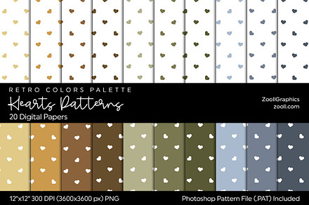 Hearts Retro Digital Papers
