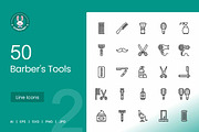 50 Barber’s Tools Line Icons, an Icon by IconBunny (Thumbnail 1 of 2)