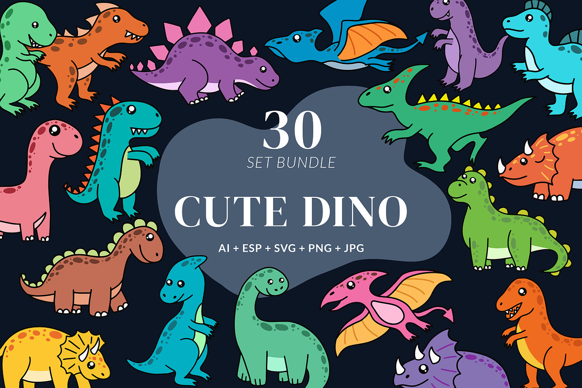 30 Cute Dinosaurs Fossil cartoon, an Animal Illustration by Morspective, image size:1200x800
