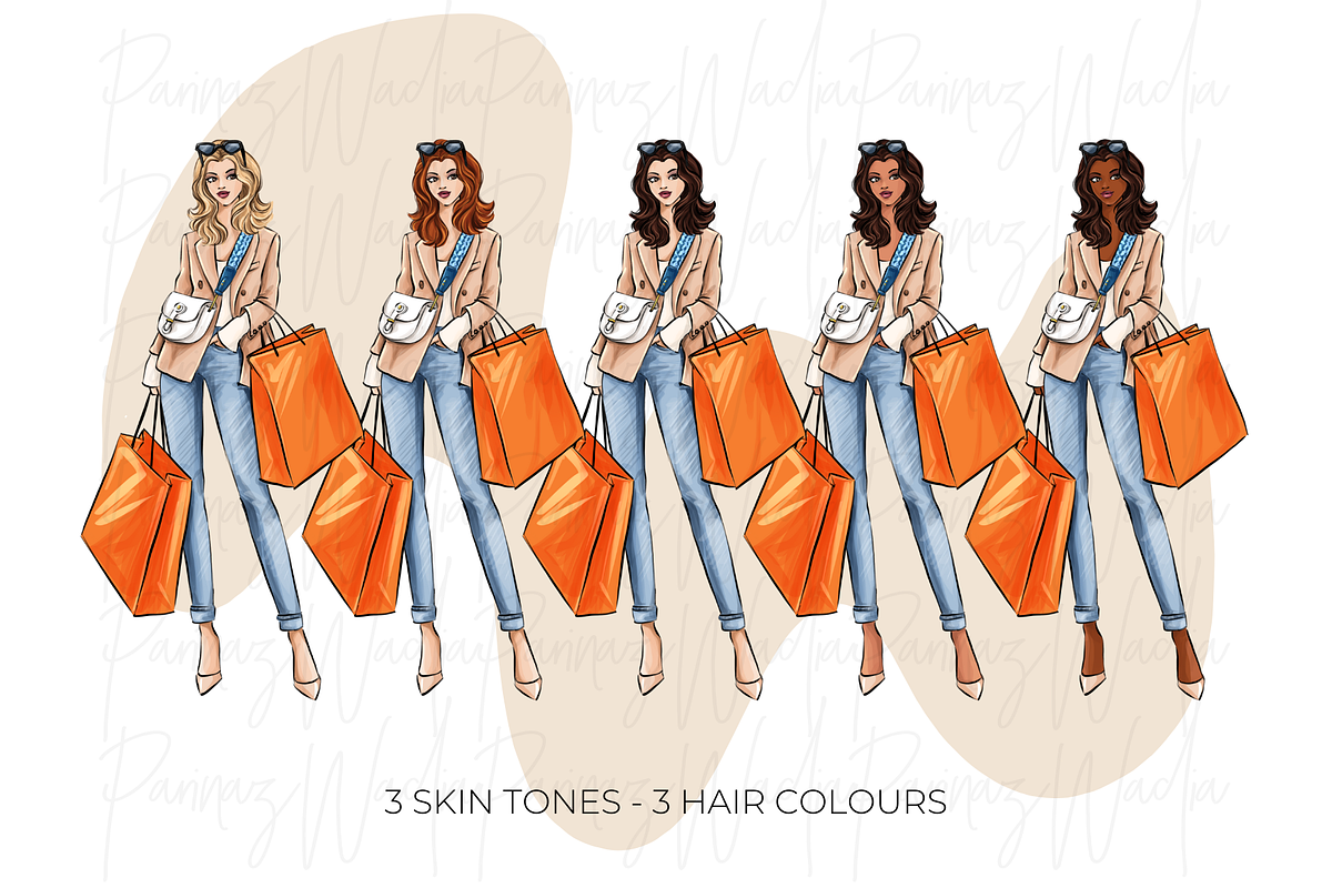 Shopping Girls clipart png, an Illustration by Parinaz Wadia Design (Photo 7 of 10)