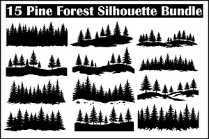 Pine Forest Silhouette Bundle, an Object Graphic by balal