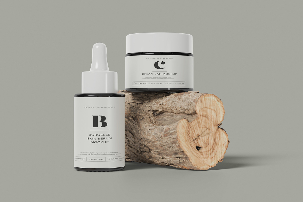 Cosmetic Cream Jar & Dropper Bottle, a Packaging Mockup by Pexelcorner (Photo 8 of 9)