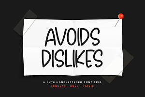 Avoids Dislikes | 3 Handmade Font