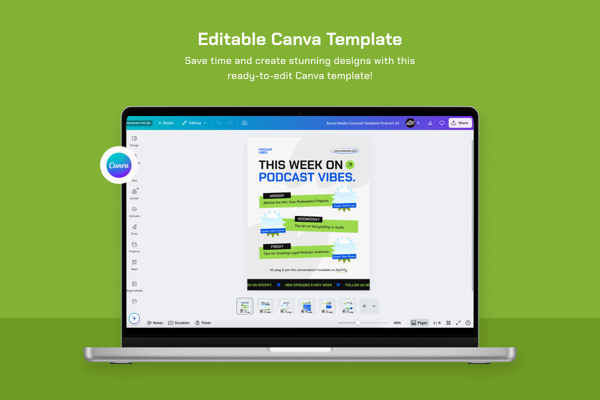 Creative Podcast Social Carousel preview 3