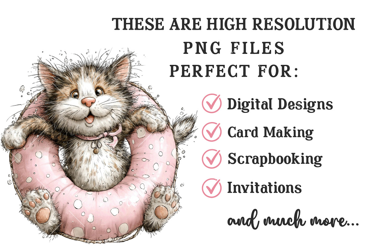 Whimsical Summer Cats Clipart, a Seasonal Illustration by OK Design (Photo 6 of 6)