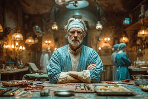 Vintage Operating Room Scene with Surgeon in Retro Medical Setting, a Health & Medical Photo by AS photostudio