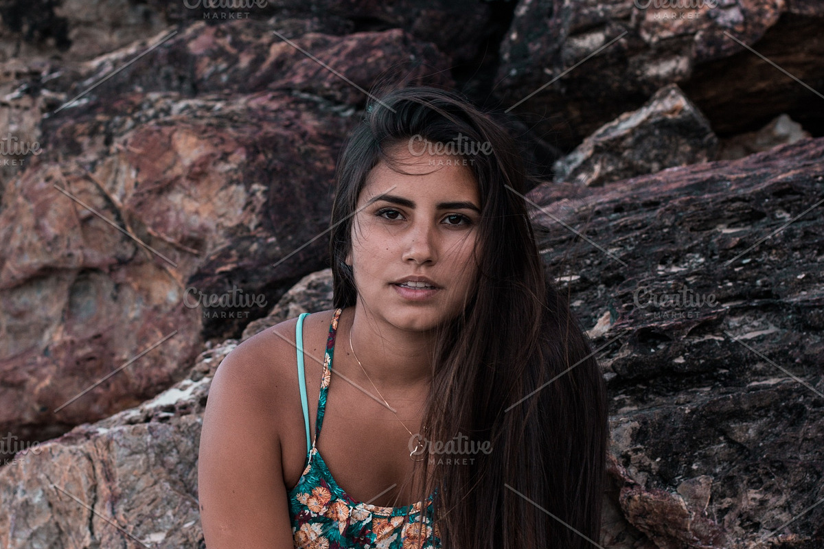 Floral Top on Coastal Rocks, a Beauty & Fashion Photo by Chris Joel Campbell (Photo 2 of 2)