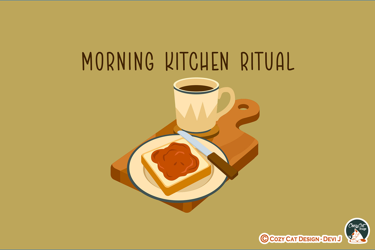 Morning Kitchen Ritual Clipart, an Object Illustration by Cozy Cat Design (Photo 2 of 3)